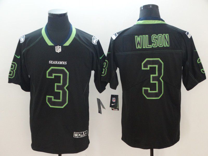 Men Seattle Seahawks 3 Wilson Nike Lights Out Black Color Rush Limited NFL Jerseys